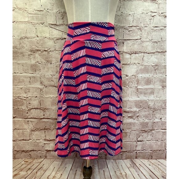 LuLaRoe AZURE Girls A Line Skirt Pink Purple Stretchy Elastic Waist Size 14 NEW - Picture 1 of 3